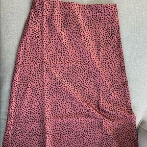 Loft petite Pink Spotted Midi Skirt Small